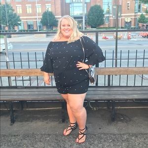 2x black romper with pearl embellishment